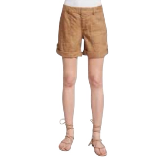 Alice + Olivia Cuffed Linen Blend Shorts - Picture 1 of 7
